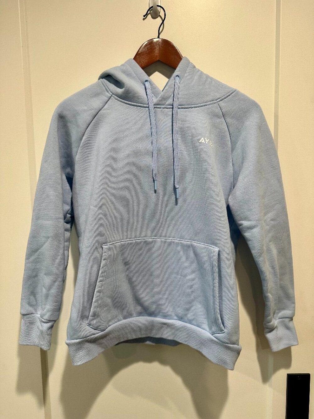 AYBL Women’s Satin Lined Fleece Hoodie Light Blue Size M